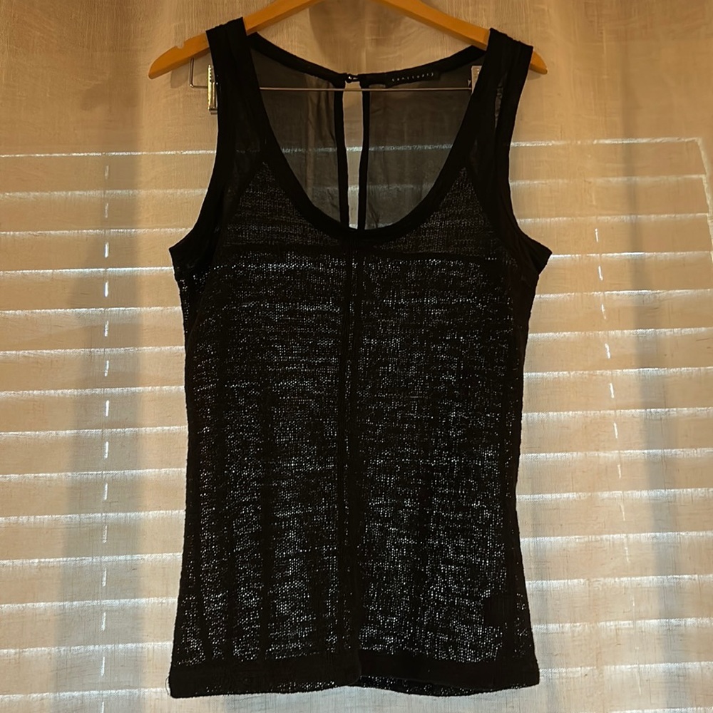 Black mesh sleeveless sweater top